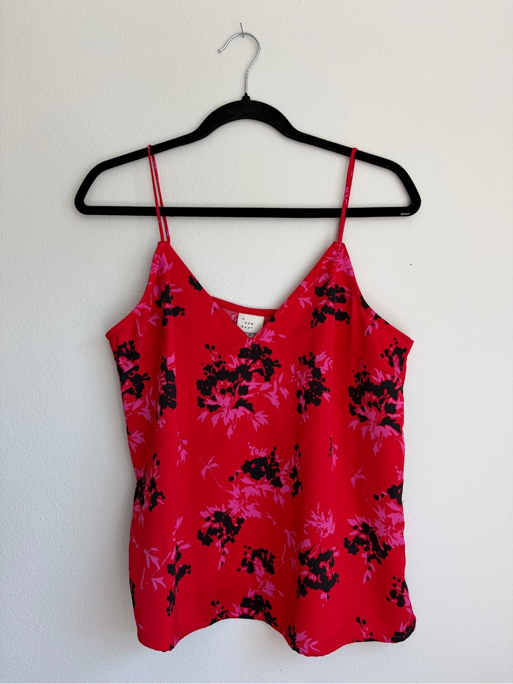 a new day Red Floral Spaghetti-Strap Camisole